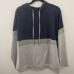 Long Gray Striped Hoodie